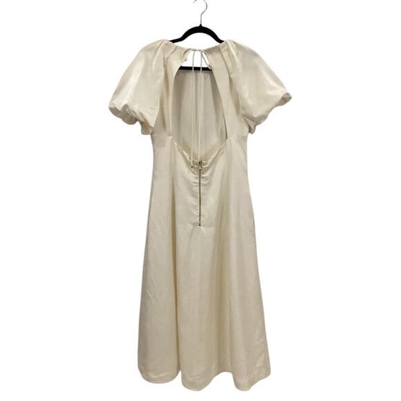 Rebecca Vallance Aimee Open Back Sateen Midi Dress In Ivory Size 2 - Picture 10 of 16